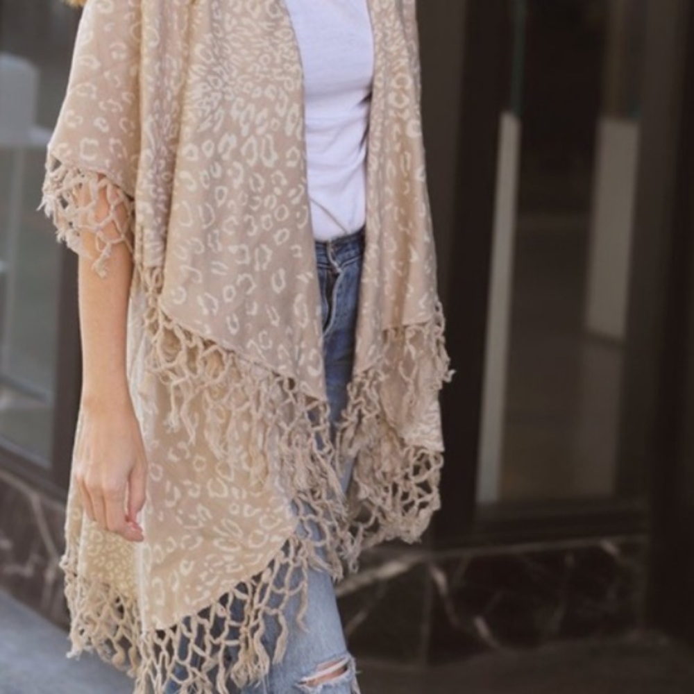 NWT LeRumi Fringe Cardigan Leopard, Plus Size